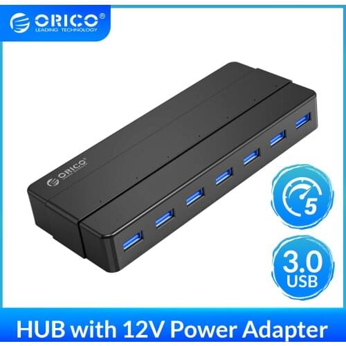 ORICO 7 4 Port USB 3.0 HUB with 12V Power Adapter USB Splitter OTG Adapter For Notebook Desktop Laptop PC Computer Accessories