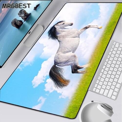 MRGBEST Lawn White Horse Anime Mouse Pad 900x400x4mm Large Xxl L Lock Edge Speed Gamer Game Mousepad Soft CSGO Dota 2 Laptop Mat