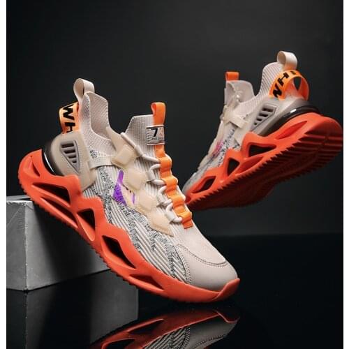 Mens Shoes Mesh Breathable Running Sneakers Male Fashion Summer Bright Color Sport Shoes Outdoor Damping Training Shoes Big SIze