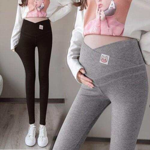 Leggings for Pregnant Woman Autumn Thin Fashion Outer Wear Fashion Mom New Style Elasticity Cross Maternity Pants Child Autumn