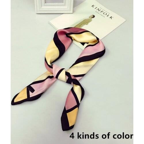Summer Small Square Silk Hair Head Neck Hair Feel Satin Scarf Elegant Womens Collar Handkerchief Bandana Ladis hijab shawl
