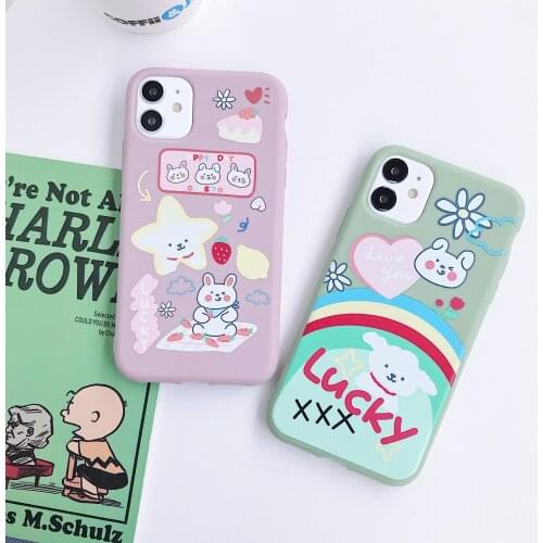 Fashion cute cartoon Rainbow Bunny Soft silicone phone case for iphone 11 Pro Max X XR XS 6 6S 7 8 plus SE 2020 cover gift coque