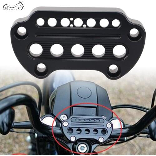 Motorcycle Black Indicator Light Handlebar Top Clamp For Harley Dyna Fat Bob Wide Super Glide Low Rider Sportster XL 883 1200