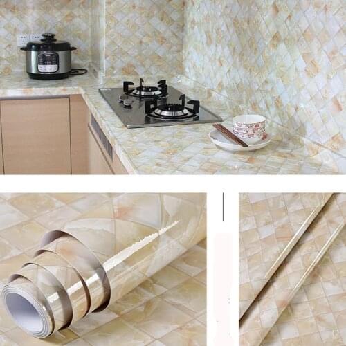Marble pvc self adhesive wall stickers waterproof wallpaper for bathroom kitchen removable decal wall paper home decoration