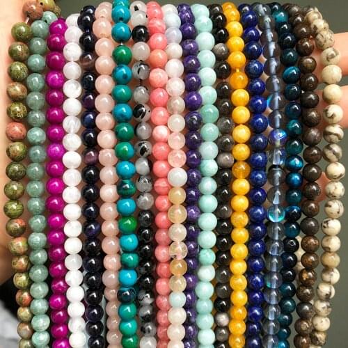 Natural Stone Turquoises Chalcedony Agates Quartz Jaspers Chrysocolla Round Loose Spacer Beads for Jewelry Making DIY Bracelet