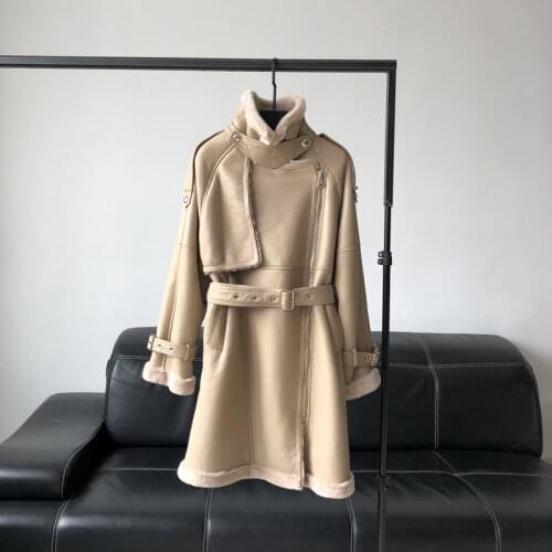 2020 New Fashion Winter New Merino Mid - Length Fur Integrated Coat Female Leather Lamb Fur Fur Coat Trend Winter Clothes Women