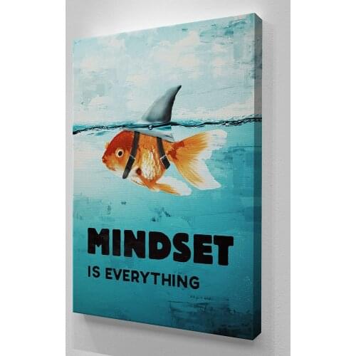 Nordic Style Motivation Posters Canvas Print on The Wall Mindset Is Everything Shark Fish Wall Art Pictures for Home Decoration