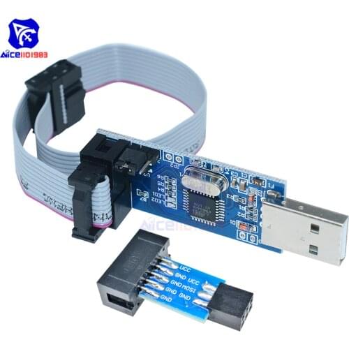 10 Pin to 6 Pin Adapter Board USBASP USBISP AVR Programmer USB ATMEGA8 ATMEGA128 ATtiny/CAN/PWM 10Pin Wire Module with Cable