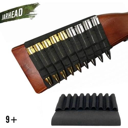 9 Shells Reload Strip Shotgun Bullet Pouch Military Tactical Ammo Carrier Cartridge Hunting Rifle Holder Buttstock