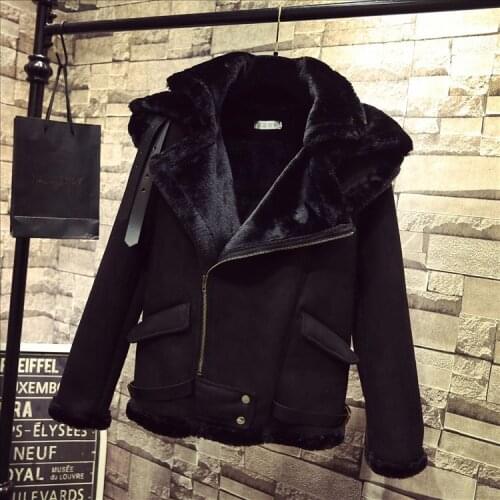 SALE! women winter faux fur fake suede leather jackets coats imitation shearling coats