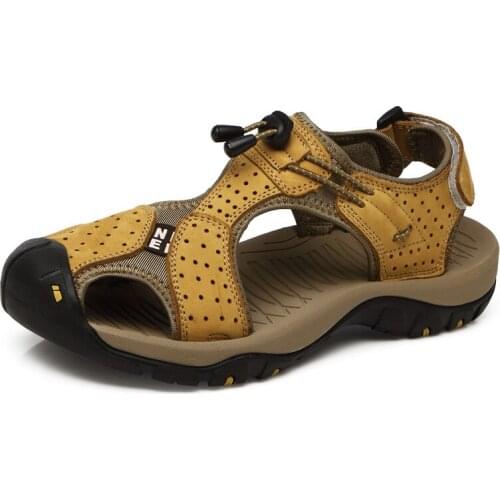 Fashion Big Size Genuine Leather Men Sandals Summer High Quality Beach Casual Sneakers Men Outdoor Beach Shoes Man Footwear