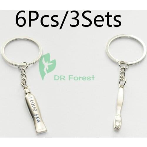 Dentist Tooth Brush Tooth Paste Keychain Dentist Dental Lab Promo Gift 6Pcs/3Sets