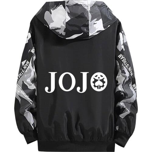 Bizarre Adventure Cosplay Hoodie Role Jonathan Joestar DIO Luminous Print Zipper Dark Camouflage Splicing Coat Thin Jacket