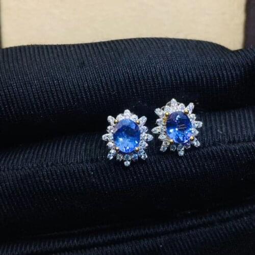 The Best Party Gift 100% Natural and real Tanzanite Earring 925 sterling silver Fine jewelry