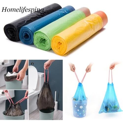 High Quality Trash Bags Garbage Bag Storage Kitchen Garbage Box 15pcs/roll Household Disposable PE Drawstring Handles