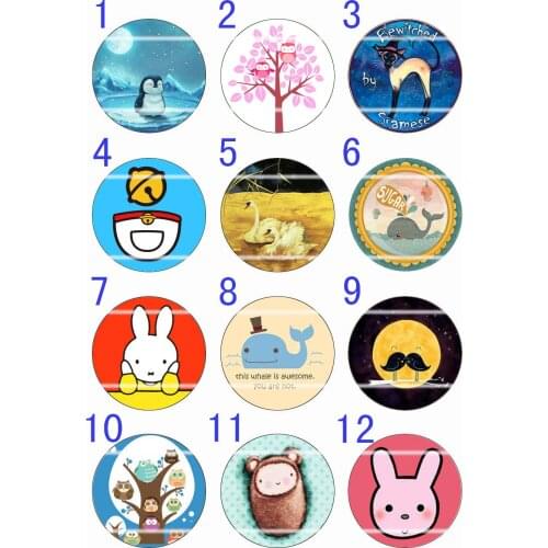 Handmade Colorful picture Round Glass Cabochons Refrigerator magnet for Necklace Decoration and Phone Chain Accessaries269