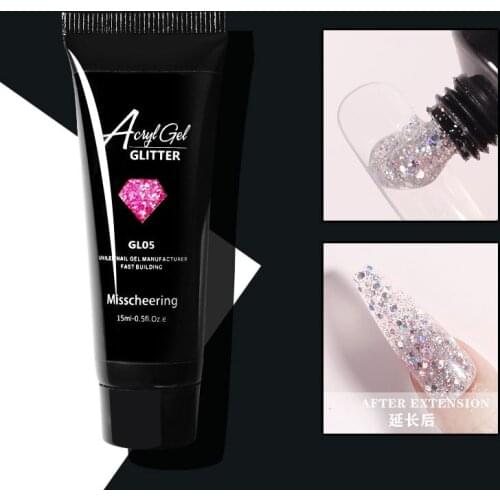 1PCS 15ml Colorful Nail Extension Gel UV Glue Crystal Extension Gel DIY Jelly Crystal Nail Extension Glitter Gel Polish