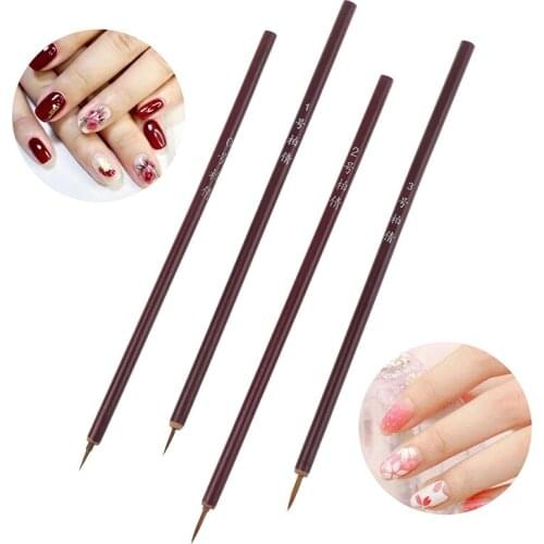 1pc Small Brush Nail Tools Bamboo Handle Nail Art Painting Brushes Nail Liner Brush DIY Manicure