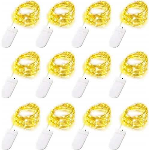 10pcs/lot Copper Led Fairy Lights 2M 20 Leds CR2032 Button Battery Operated LED String Light Xmas Wedding party Decoration