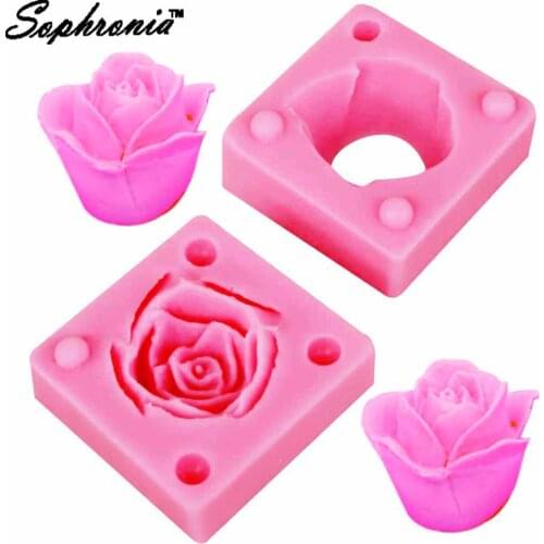 Sophronia 2PCS Rose Flower Candle Wax Silicone Soap Mold Silicone UV Resin Jewelry Making DIY Craft m780