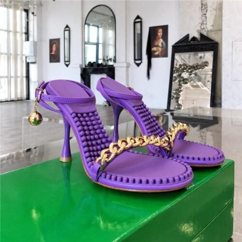 2021 Fashion Gold Chain Women Sandals Designer Luxury Gold Chains High Heels Shoes Lady Party Sandals Pumps Shoes