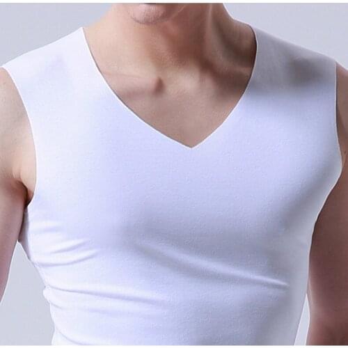 3psc High Elasticity Seamless One-piece Tank Top Ice Silk Latest Version V-neck Absorb Sweat Sport Men Vest Random Colour
