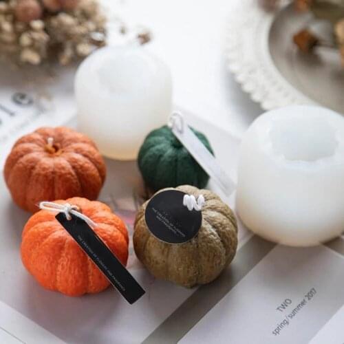 3D Pumpkin Candle Mold Handmade DIY Wax Flower Soap Silicone Mould Handmade Mousse Ice Cream Scented Wax Soap Resin Tools