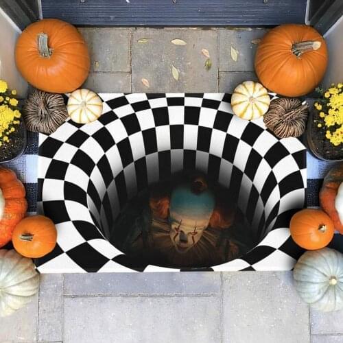 40CM*60CM 3D Sewer Manhole Cover Horror Home Carpet Clown Trap Visual Carpet Living Room Bedroom Floor Mat Halloween Decoration