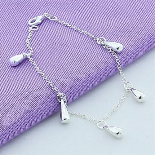 925 Sterling Silver Water drops Pendant Bracelet For Woman Charm Wedding Engagement Fashion Party Jewelry Gift