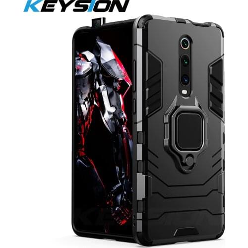 KEYSION Shockproof Armor Case For Redmi K20 K20 Pro Note 7 Pro 7S Stand Holder Car Ring Phone Cover for Xiaomi Mi 9T Pro Mi 9 se