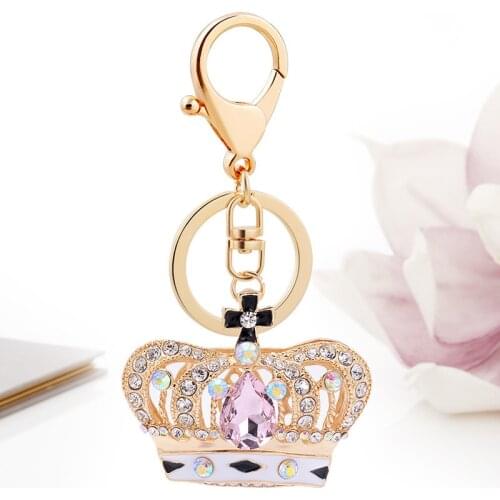 European and American Exquisite Crystal Crown Keychain Girls Handbag Pendant Fashion Car Key Ornament Small Gift Customization