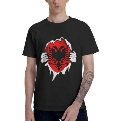 Albanian Eagle T Shirts Men Short Sleeve Cotton T-shirts Albania Coat of Arms Tee Tops Graphic Tshirt Gift Idea