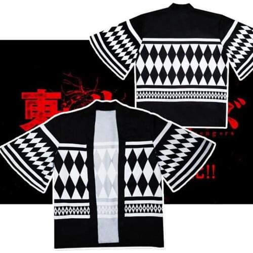 Anime Tokyo Revengers T-shirt Sano Manjirou Ken Ryuguji Haori Polyester Summer Short-sleeve Tees tops Cosplay Costume