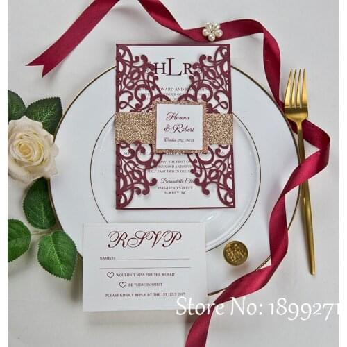 Graceful gold laser cut greeting card wedding invitation card High Quality Wedding Card