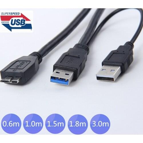 5Gbps Micro B USB 3.0 External hard Drive Cable with USB Power Supply Cable 0.6m 1.0m 1.5m 1.8m 3.0m 2ft 3ft 5ft 6ft 10ft Black