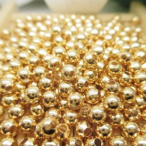 30 pcs/Lot High Quality Pure Gold Color Round Metal beads Ball Spacer Big Size With Hole Charms DIY Jewelry Making Accessories