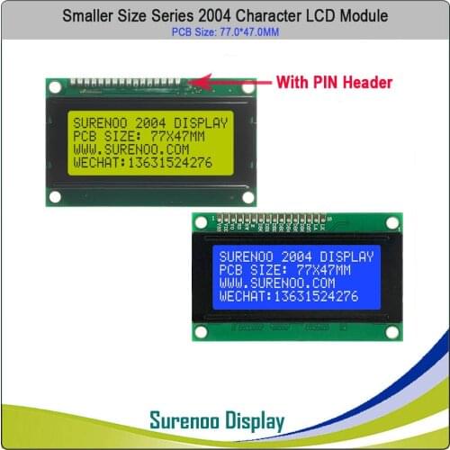 Smaller Size 77.0*47.0MM 204 20X4 2004 Character LCD Module Display Screen LCM Blue Yellow Green with LED Backlight