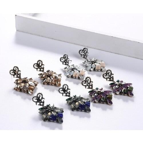 Exaggerated New Flower Pendant Earrings Love Multi-layer Crystal Drop Earrings for Women Girls Earrings