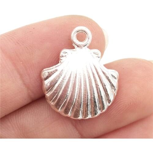BULK 30 Zinc Alloy Beach Theme Sea Shell Charms Silver Plated Crafts and Jewelry Suppilers 15*18mm 1.1g