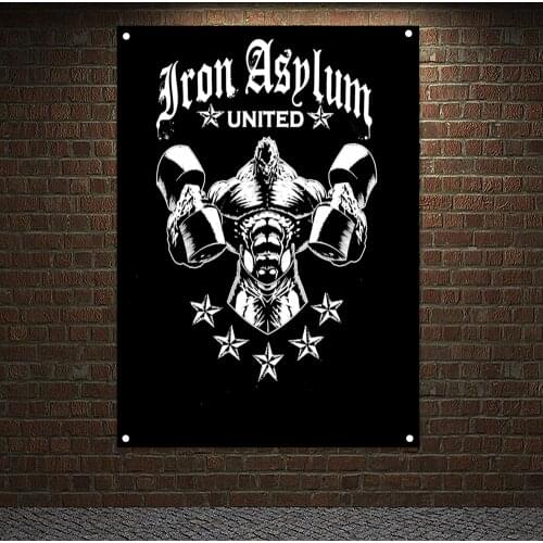 Man Muscular Body Poster Workout Hanging Cloth Wall Art Training Motivation Banners Flags Exercise Canvas Painting Home Decor