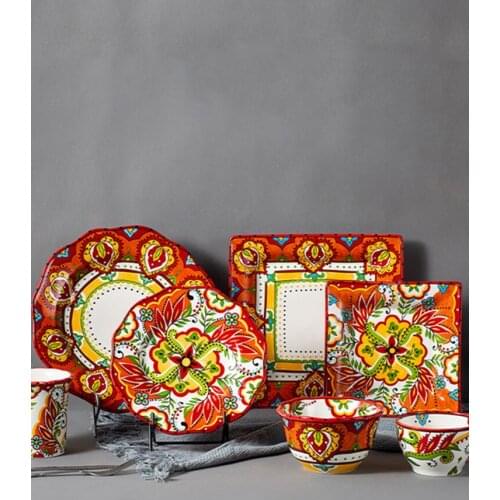 Nordic hand-painted ceramic tableware set online celebrity creative dinner plate Western food nice plate household single bowl