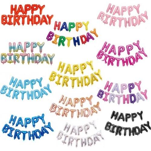 Happy Birthday Balloon Set 13Pcs 16 Inch Foil Balloon Birthday Party Decorate Globos Baby Shower Air Balls Suit Photography Prop