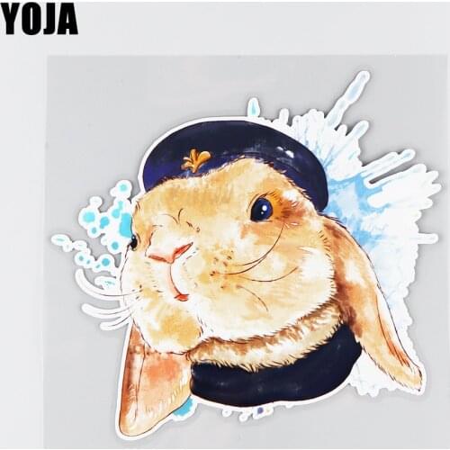YOJA 16×15.1CM Painted Bunny Car Window Decoration Scratch Stickers Creative Cartoon Vinyl Decals 19B-0108