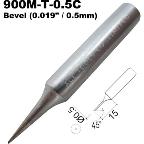 Soldering Tip 900M-T-0.5C Bevel 0.5mm for Hakko 936 907 Milwaukee M12SI-0 Radio Shack 64-053 Yihua 936 X-Tronics 3020 Iron Bit