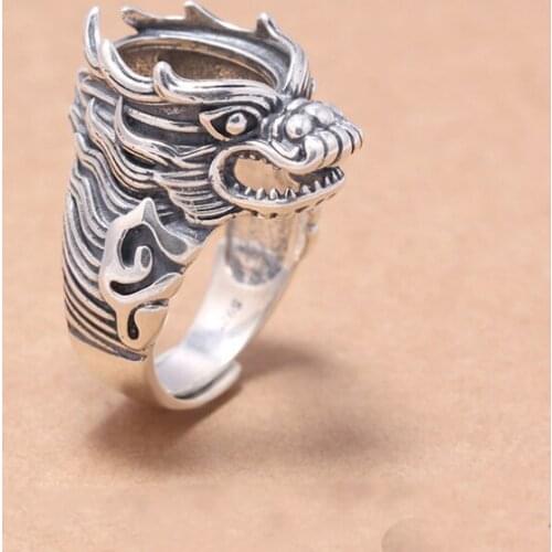 12*15mm 925 STERLING SILVER mens Semi Mount Bases Blanks base blank Pad VINTAGE dragon rings ring Setting set diy A4925