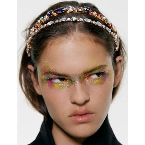 ZA Full Crystal Headband Ornament Hair New Shiny Big Rhinestone Hairband Female Ladies Party Wedding Hair Accessories For Bridal