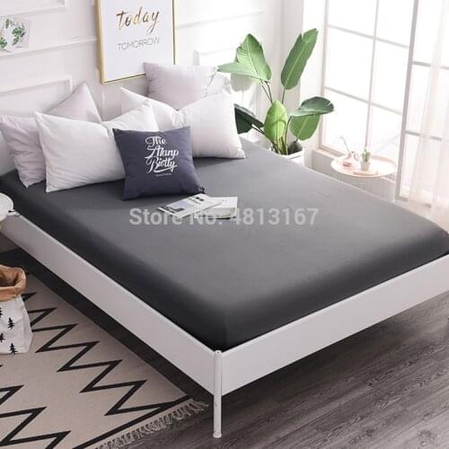 160x200 Cotton Fitted Sheet Bed Sheet With Elastic Band Bedding Sheets Bed Mattress Cover Pillowcase High Density White Gray