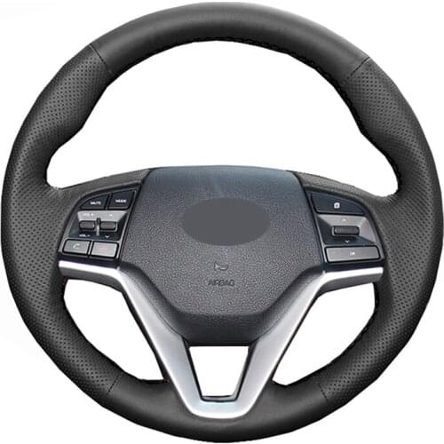 Hand Sewing Car Steering Wheel Cover Wrap Leather Suede Volant Braid For Hyundai Tucson 3 2015 2016 2017 2018 2019 2020 2021