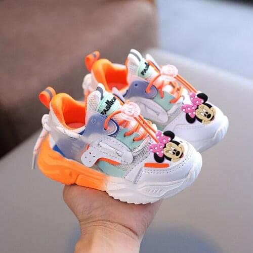 Disney Mickey mouse Baby Shoes Girls Breathable Toddler Shoes Boys Casual Sports Shoes Childrens Lightweight Running Shoes