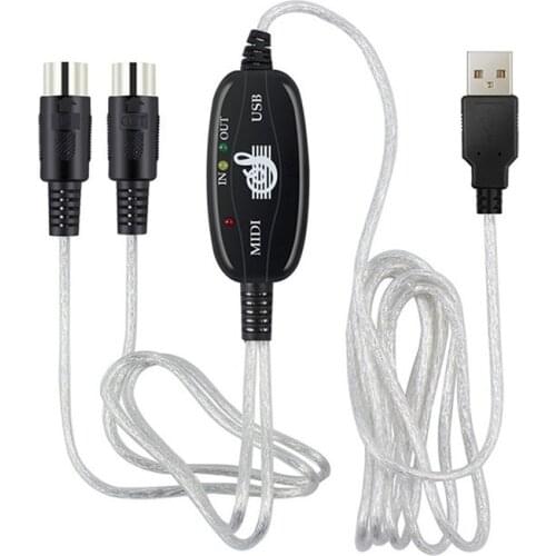 USB IN-OUT MIDI Cable Converter PC To Music Keyboard Adapter Cord